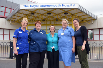 Janet Scammell, who is leading the project, and nurses for The Royal Bournemouth Hospital.
